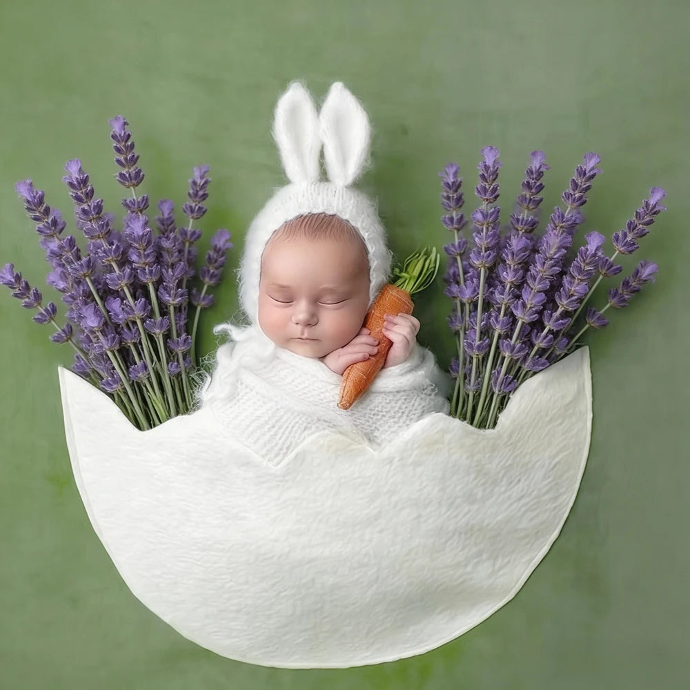 Eggshell Posing Mat Newborn Soft Felt Photo Backdrop Easter Baby 100 Days Cute Studio Background Newborn Set