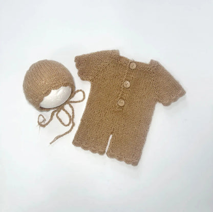 Baby Jumpsuit Hat Clothing Short Sleeve Two-piece Knitted Mohair Fur Romper Costume