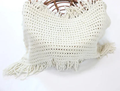 Newborn Wrap Soft Knitted Fringe Blanket Neonate Photo Flokati Posing Shoot Studio Accessory
