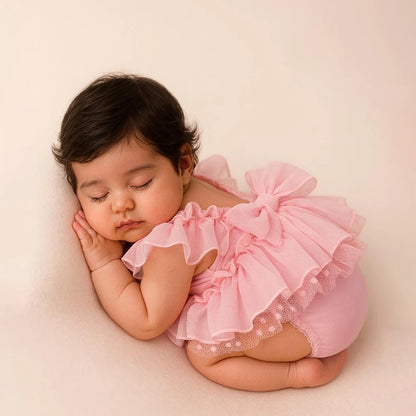 Baby Pink Tulle Ruffle Romper Onesie Princess