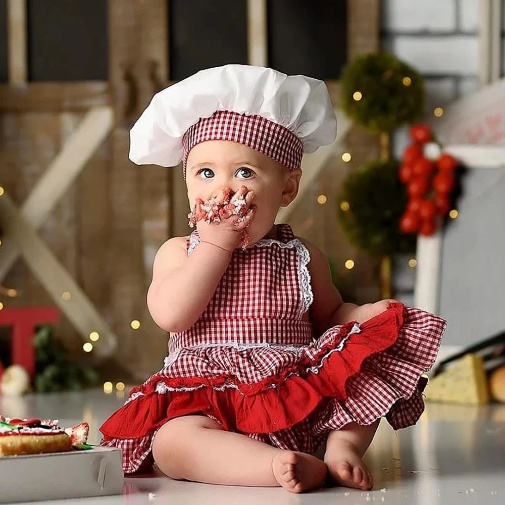 Newborn Baby Chef Set Apron Hat Cooking Smash Photo Studio Costume
