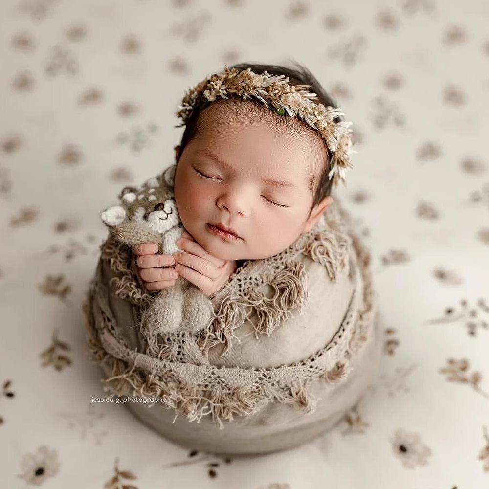 Newborn Lace Stretch Wrap Swaddle 25x75cm Boho Tassel Studio Photo