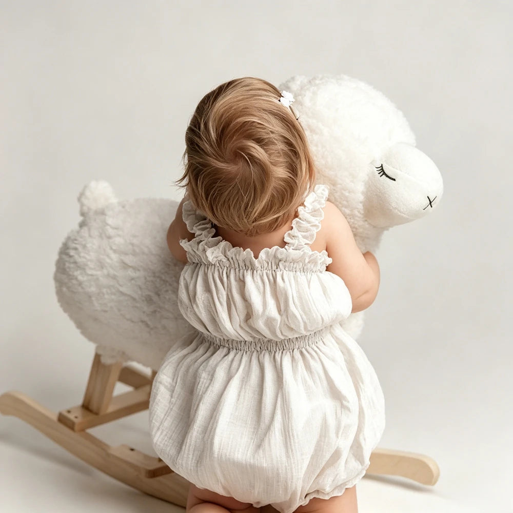 Newborn Photography Props Baby Girl Ruffle Romper 3-12 Months Infant Cotton Knit Outfit Soft Photo Shoot Clothes Baby giftS