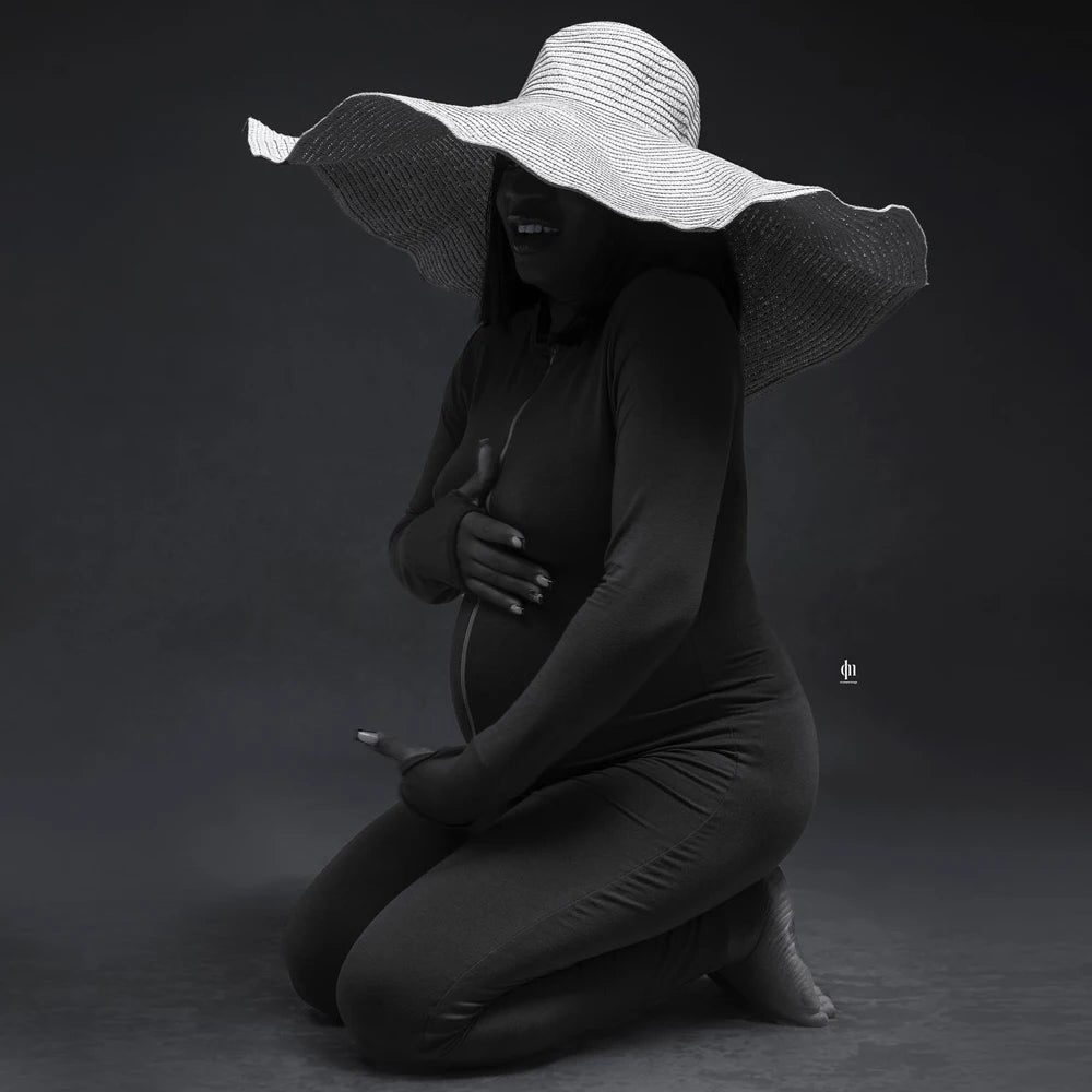 Maternity Punk Style Extra Long Tassel Leather Gloves Black Hat Gown