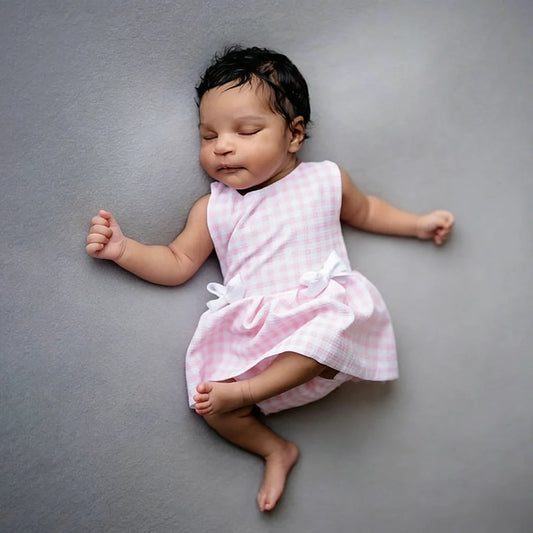 Gingham Romper Pink Plaid Dress Studio Baby Girl Fotografia Clothing