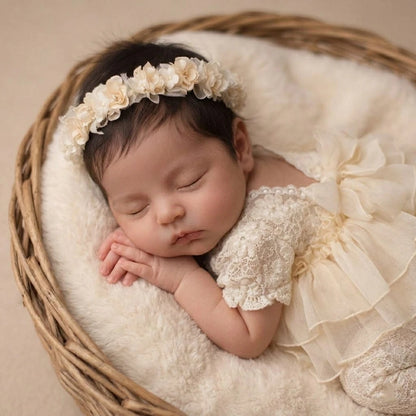 Baby Girl Lace Romper Tiered Ruffle Jumpsuit Studio Bebe Gown