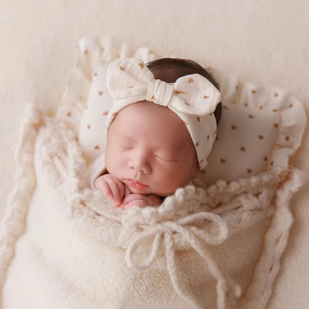 Set Soft Pastel Baby Heart Pattern Gentle Newborn Studio