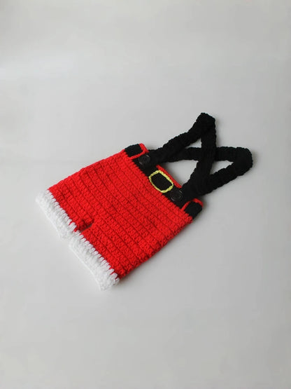 Newborn Christmas Santa Costume Knit Pants Hat Set Baby Photo Holiday Studio Boutique
