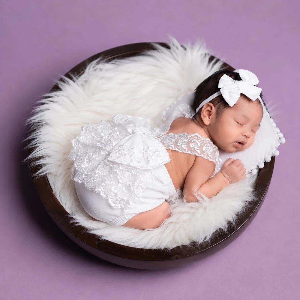 Princess Baby Dress Backless Lace Jumpsuit Studio Portrait Costumes Newborn Set