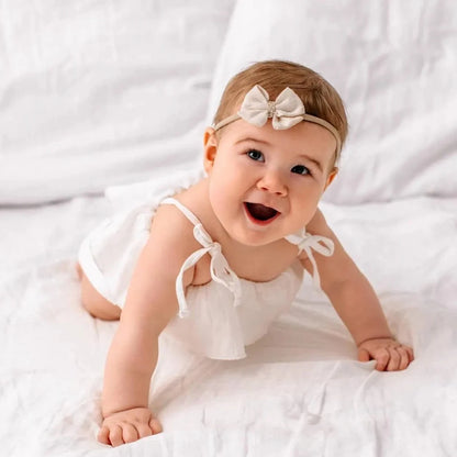 White Linen Ruffle Baby Romper Sleeveless Newborn Costume