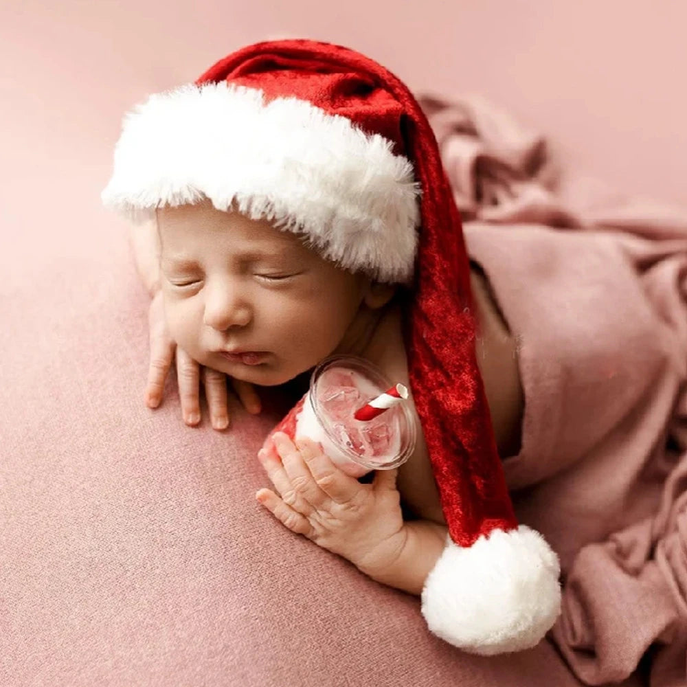 Christmas Newborn Santa Velvet Romper Hat Holiday Costume Photo Boutique Baby