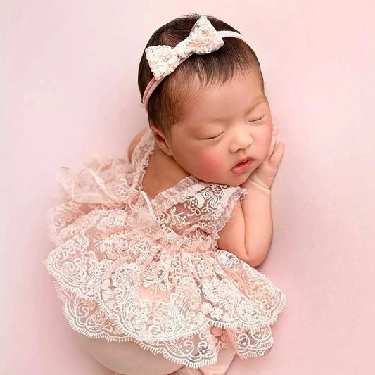 Girl Pink Lace Romper Clothing Baby Backless Princess Costume
