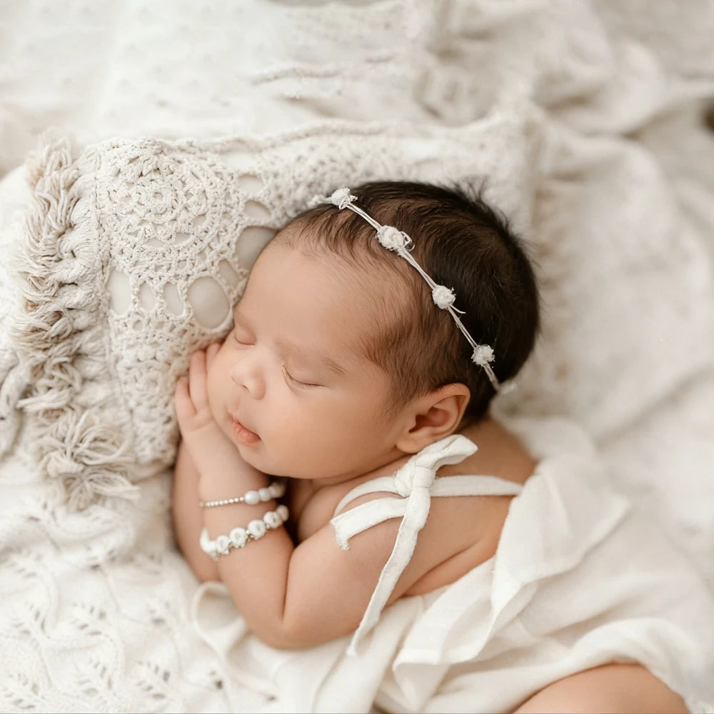 Baby Costume White Romper Newborn Girl Studio Soft Cotton Fabric