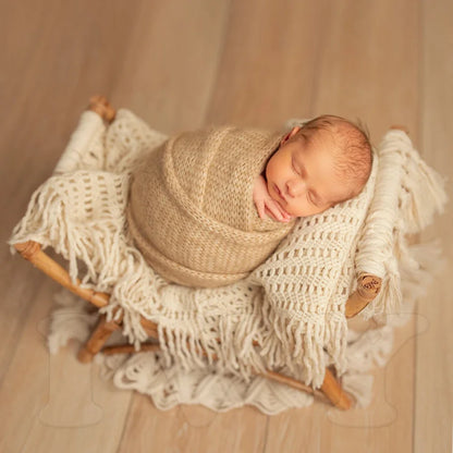 Newborn Wrap Soft Knitted Fringe Blanket Neonate Photo Flokati Posing Shoot Studio Accessory