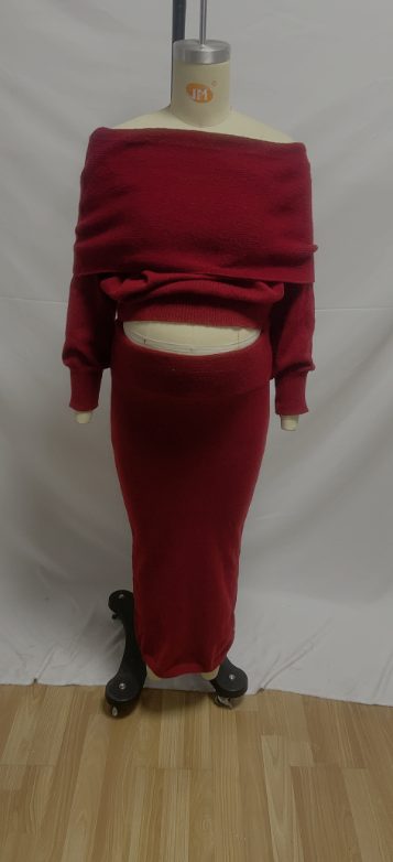 fotobeyou Off Shoulder Bodycon Two Piece Crochet Going Out Fashion Maternity Photoshoot Sweater Maxi Dress