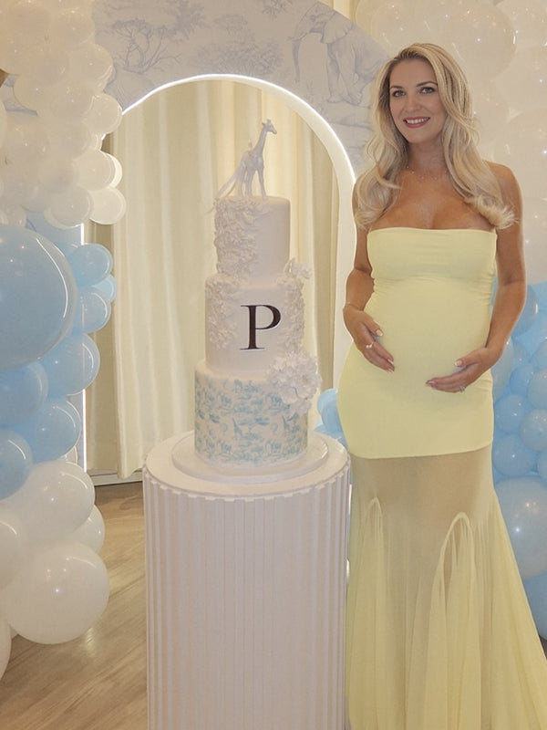 fotobeyou Yellow High Waisted Grenadine Maternity Photoshoot Maxi Dress