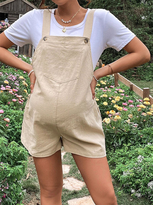 fotobeyou Pockets Buttons Adjusted Daily Casual Fashion Waist Overall Pants Maternity Jumpsuit