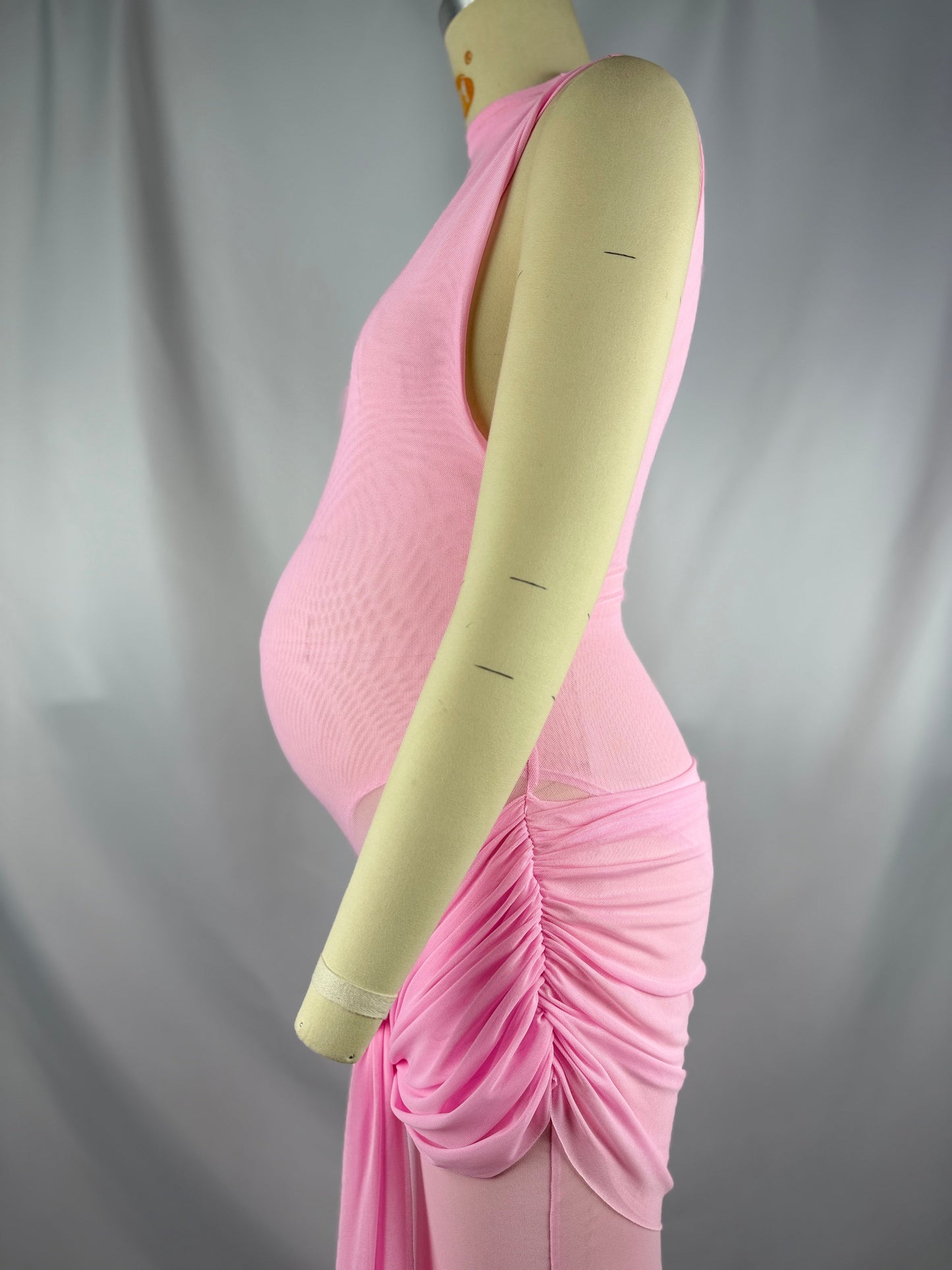 fotobeyou Pink Lace-up Pennant Grenadine Banquet Party Baby Shower Maternity Photoshoot Maxi Dress