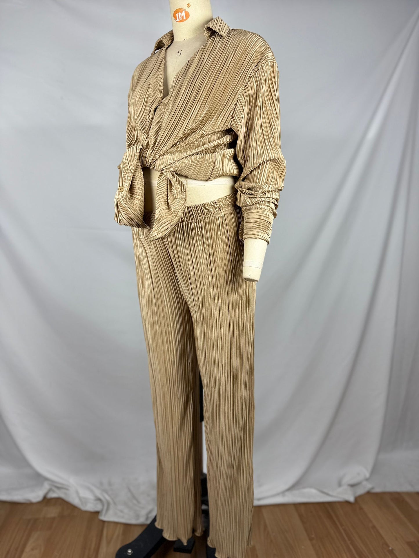fotobeyou Khaki Buttons Pleat Bell Bottom Jeans Daily Two Piece Going out Maternity Photoshoot Homewear