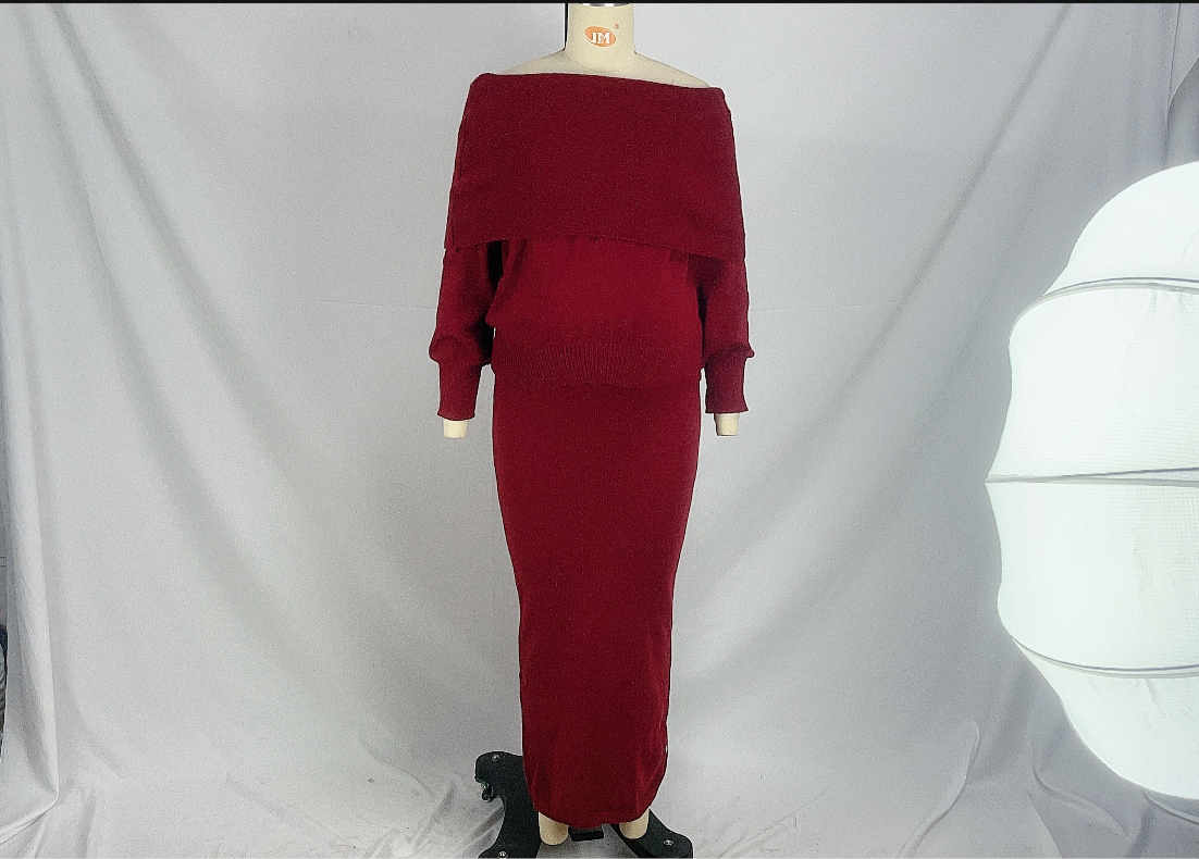 fotobeyou Off Shoulder Bodycon Two Piece Crochet Going Out Fashion Maternity Photoshoot Sweater Maxi Dress
