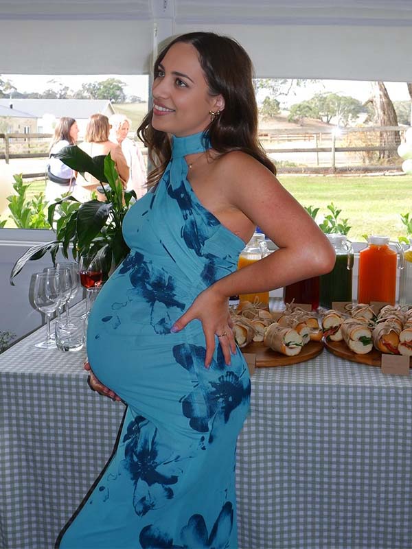 Blue Wrap Floral Ruched Baby Shower Maternity Maxi Dress
