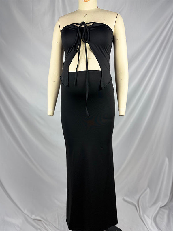fotobeyou 2-in-1 Tie Slit Mermaid Photoshoot Maternity Maxi Dress