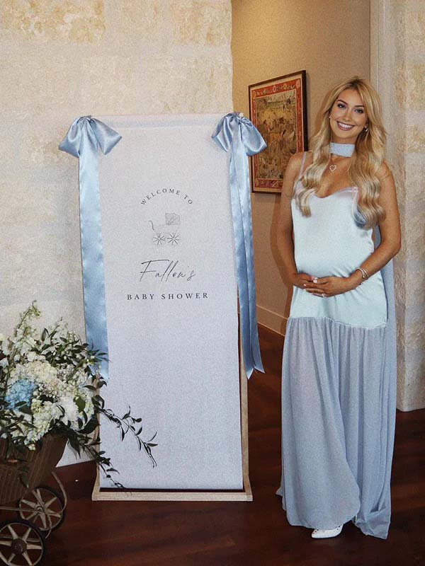 Blue Wrap Chiffon Splicing Flowy Baby Shower Maternity Maxi Dress
