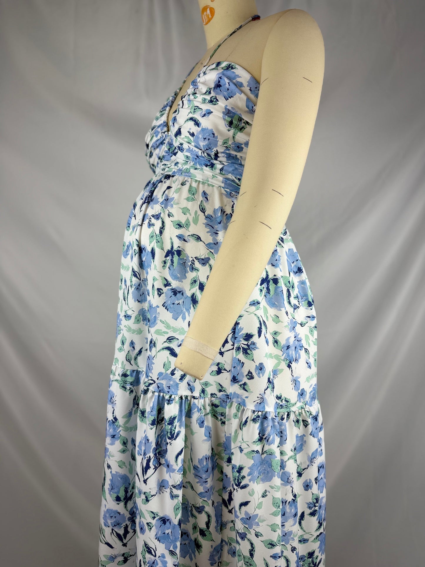 V Neck Spaghetti Strap Maternity Wedding Guest Baby Shower Maxi Dress