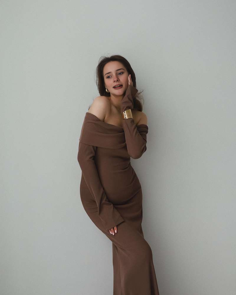 fotobeyou Off Shoulder Knit Bodycon Mermaid Going Out Baby Shower Maternity Sweater Maxi Dress