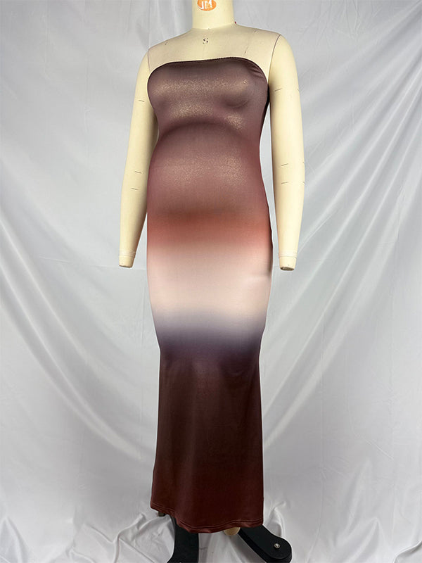 fotobeyou Bandeau Gradient Photoshoot Maternity Maxi Dress
