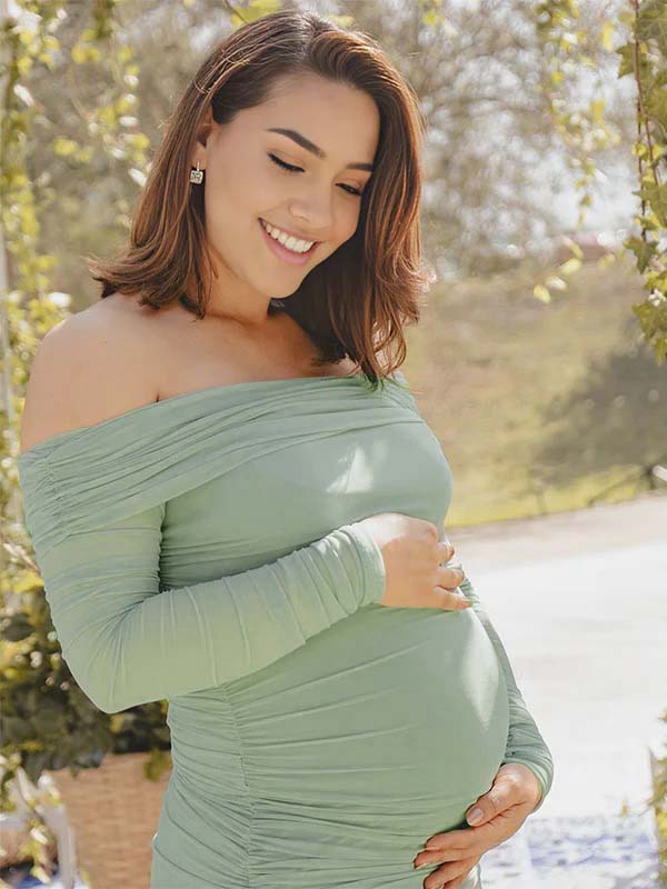 fotobeyou Tutu Grenadine Back Slit Bodycon Baby Shower Maternity Maxi Dress