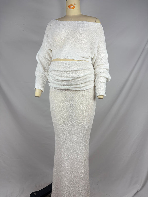 fotobeyou Knitted Ruched Two Piece Set Off Shoulder Crop Top And Bodycon Skirt Elegant Maternity Photoshoot Photoshoot Maxi Dress
