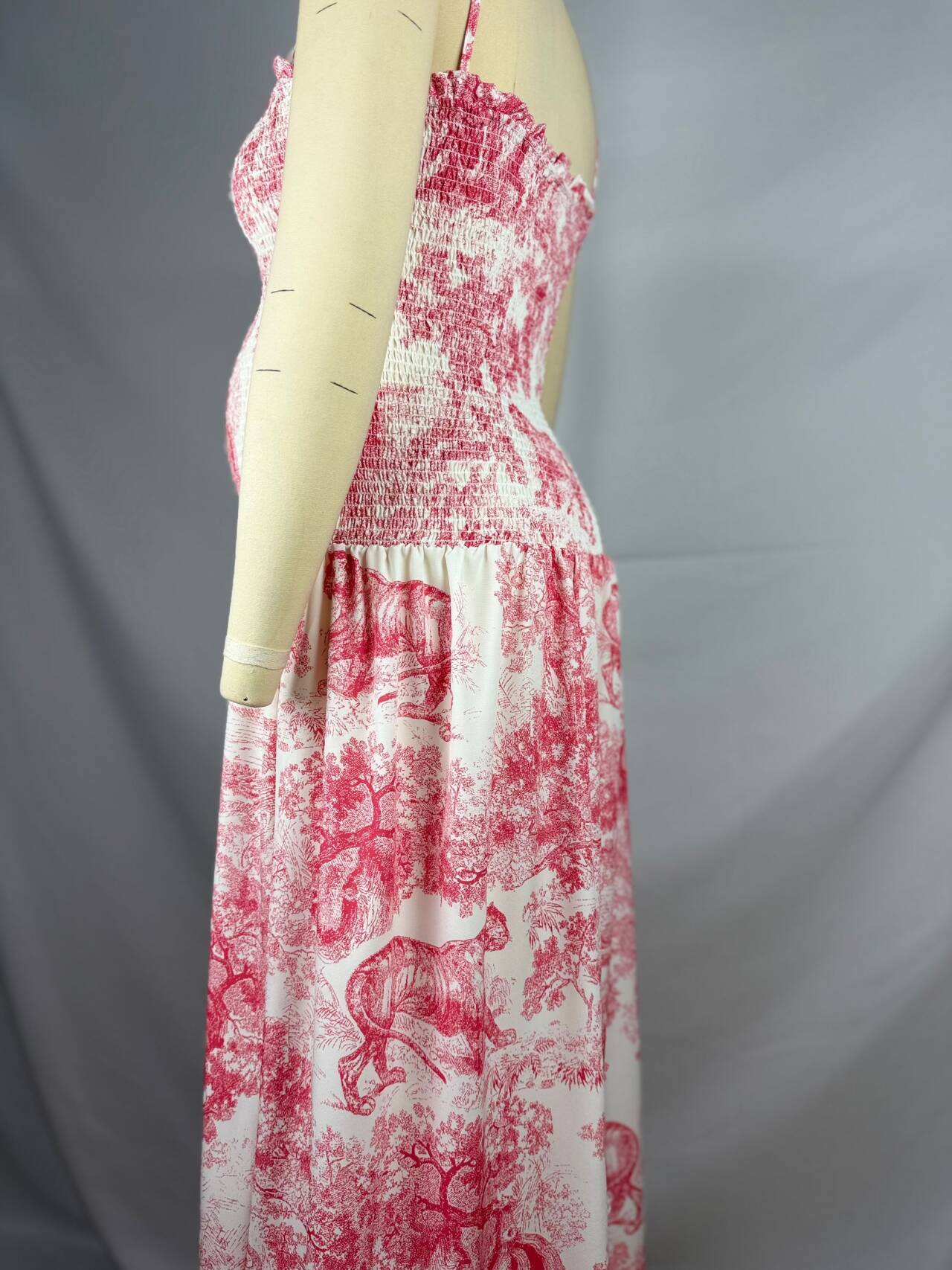 fotobeyou Pink  Printed High Waist Tube Top Smocked  Floral  Maternity Maxi Dress