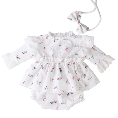 Swiss Dot Floral Newborn Romper & Headband Set