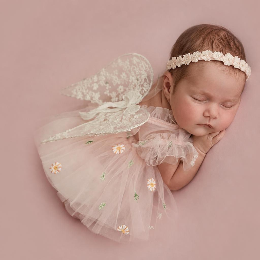 Baby Girl Tutu Ruffle Skirt Daisy Embroidery Tulle Dress Soft Newborn Set