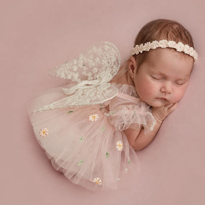 Baby Girl Tutu Ruffle Skirt Daisy Embroidery Tulle Dress Soft Newborn Set